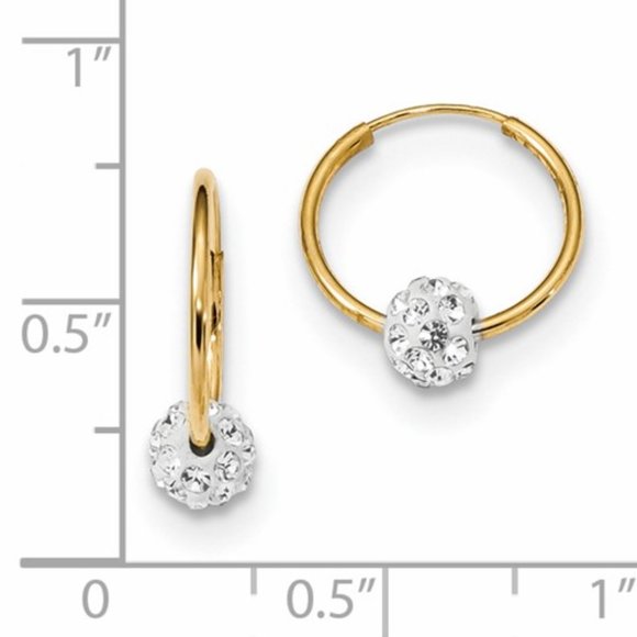 14k Yellow Gold Polished Crystal and Resin Bead Endless Hoop Earrings - Picture 5 of 5